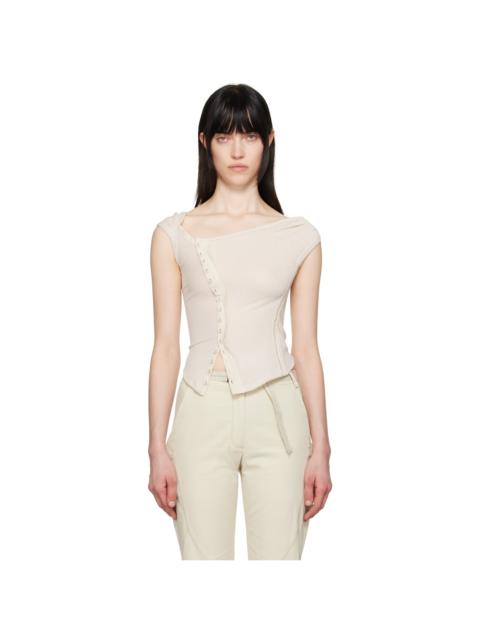 HYEIN SEO SSENSE Exclusive Beige Cross Stitch Top