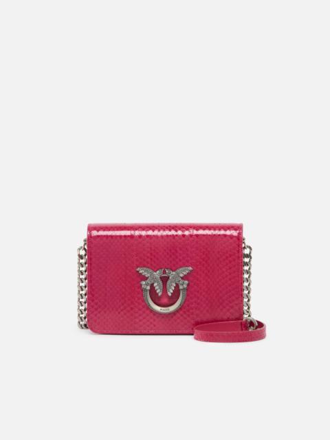 PINKO PINKO GALLERIA MINI LOVE BAG CROSSBODY BAG IN SHINY REPTILE SKIN