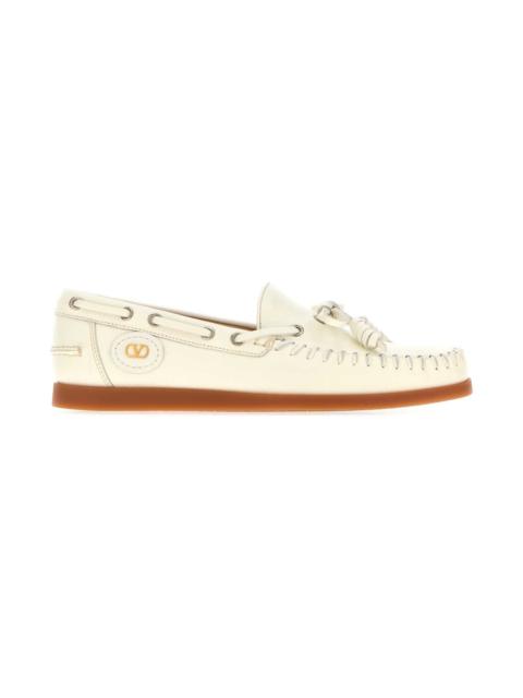 Valentino Ivory Leather Vlogo Signature Loafers