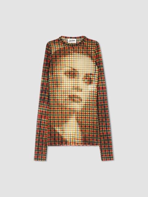 Jean Paul Gaultier Tartan Face Print Mesh Top