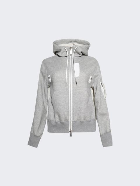 sacai Sponge X Nylon Twill Hoodie Light Grey