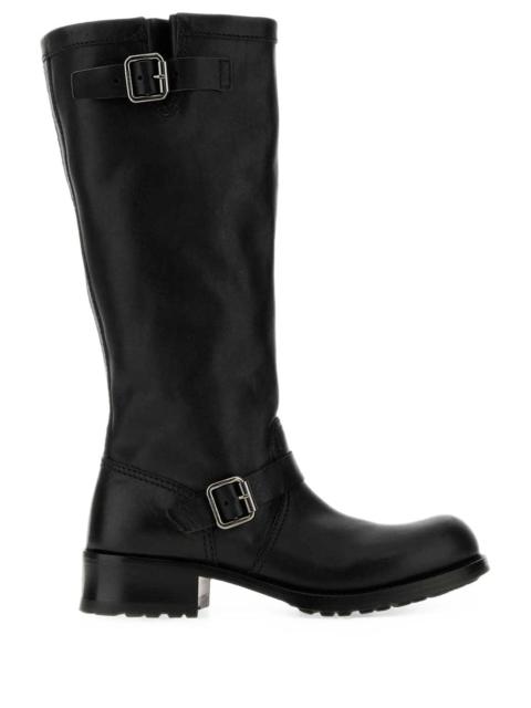Prada Prada Women Stivali In Pelle Con Doppia Fibbia