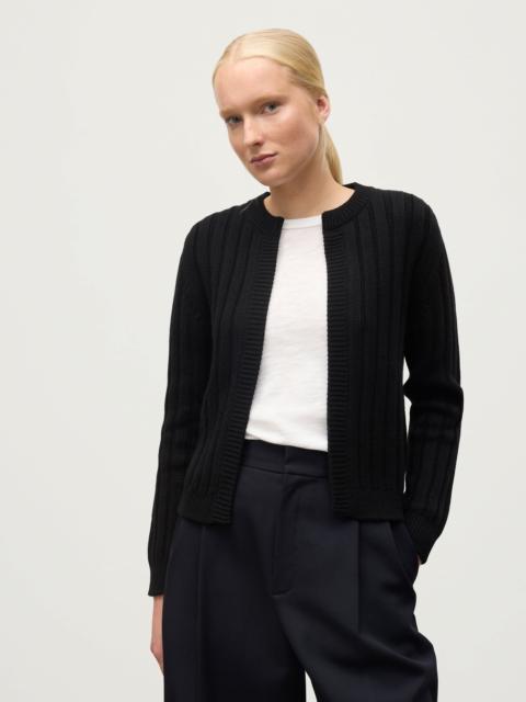 Johnstons of Elgin Lecht Black Cashmere Crew Cardigan
