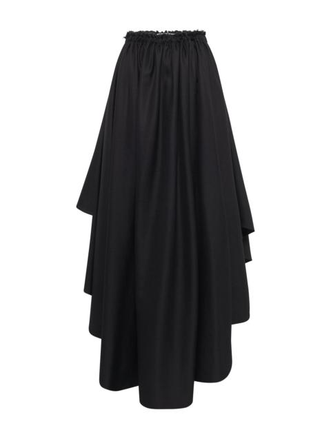 Dea Pleated Maxi Skirt in Black Virgin Wool Silk Linen