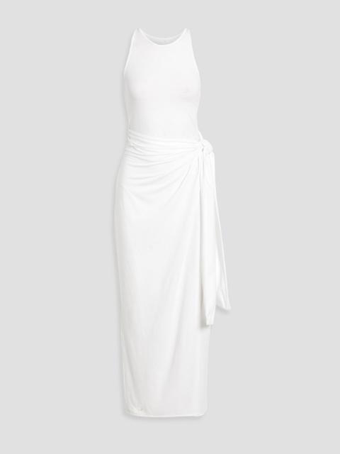 Another Tomorrow Tie-detailed Lyocell-blend jersey maxi dress