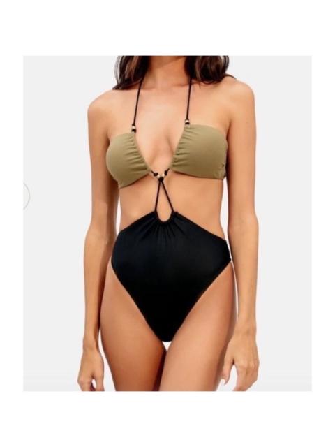 Other Designers NWT VIX Paula Harmony Solid Gl One Piece Swimsuit Olive Black‎ Sz Large SOLD OUT
