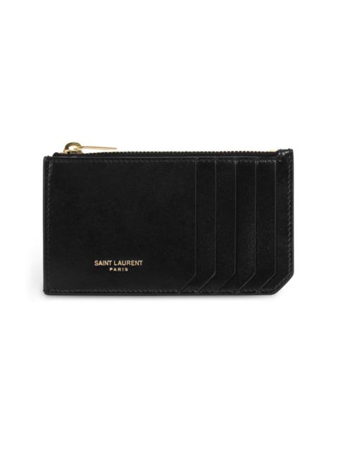 SAINT LAURENT ZIPPED FRAGMENTS CARD CASE BLACK/GOLD