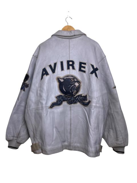 Other Designers Avirex - Vintage Avirex Black Aces Oversized Varsity Leather Jacket