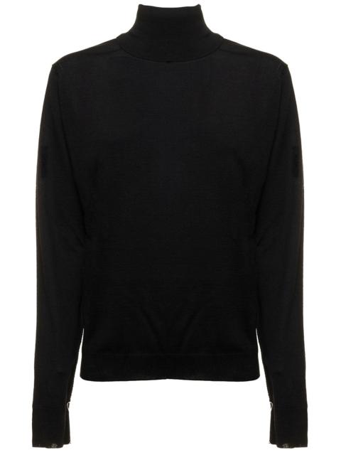 Maison Margiela Maison Margiela Women Black Turtle Neck With Contrasting Stitching Detail In Wool Woman