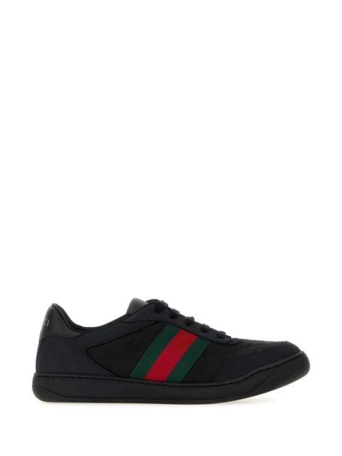 GUCCI Gucci Men Black Leather And Fabric Screener Sneakers