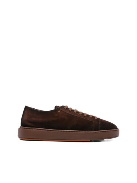 Santoni suede lace-up sneakers