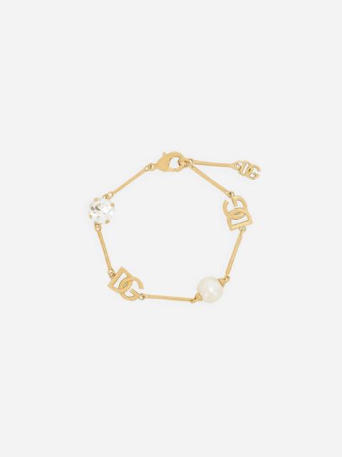 Dolce & Gabbana Bracelet with DG logo, rhinestones and beads