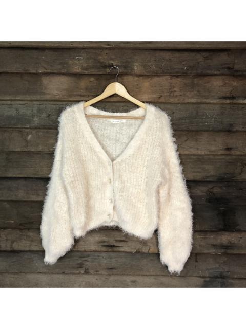 Other Designers Majestic White Shag Shaggy Fur Mohair Cardigan #718