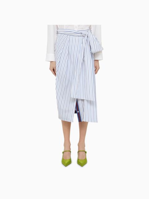 Dries Van Noten Dries Van Noten White Striped Blue Cotton Midi Skirt Women