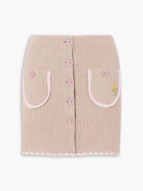 Other Designers Chiara embroidered crocheted metallic cotton-blend mini skirt