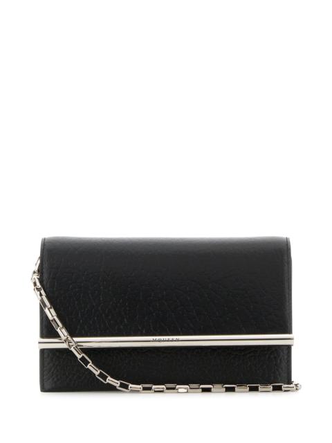 Alexander McQueen Black leather mini Cross-Bar clutch