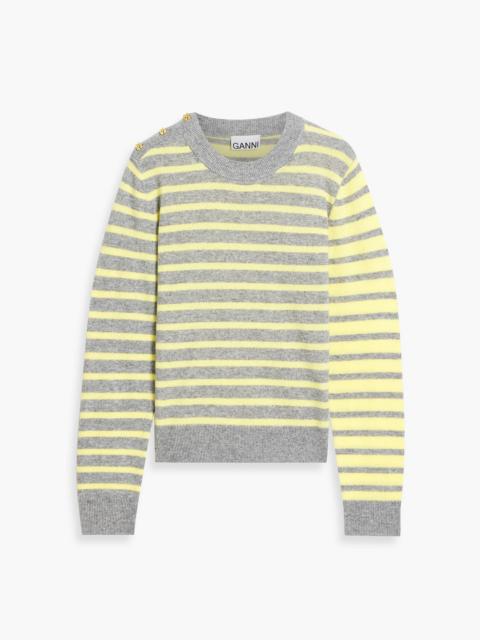 GANNI Striped wool and cashmere-blend sweater