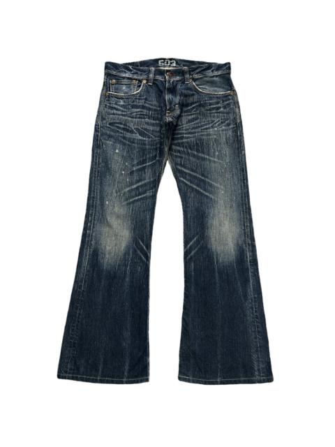 Other Designers INSANE‼️FLARED🔥EDWIN 503 BLUE TRIP DISTRESSED DENIM PANTS