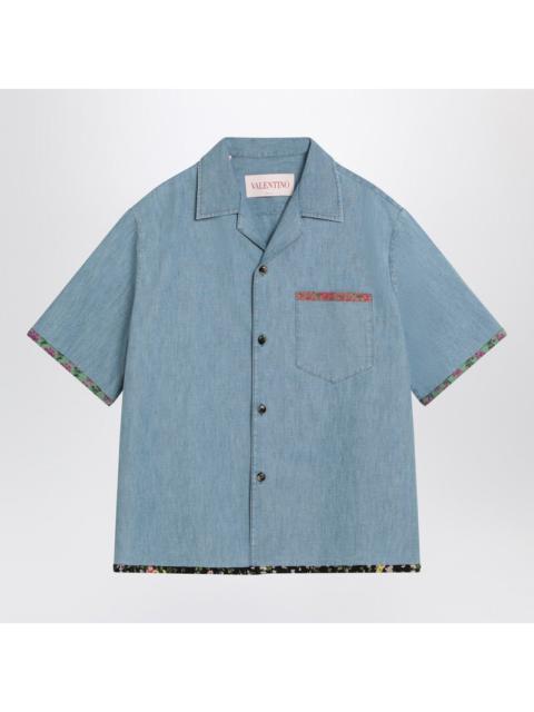 Valentino Valentino Denim Shirt With Floral Trims Men