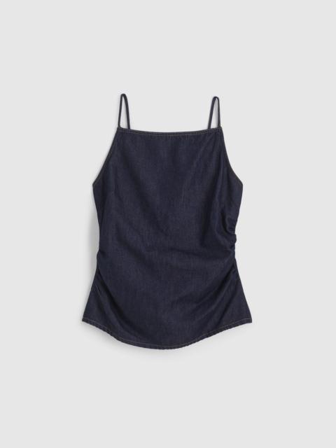 Madewell Airy Denim Ruched Squareneck Tank in Rinse Wash