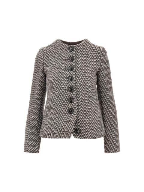 EMPORIO ARMANI Emporio Armani Diagonal Striped Wool-blend Jacket Brown