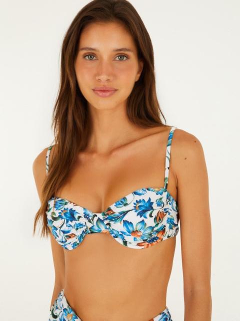 FARM RIO Off-White Flora Tile Underwire Bikini Top