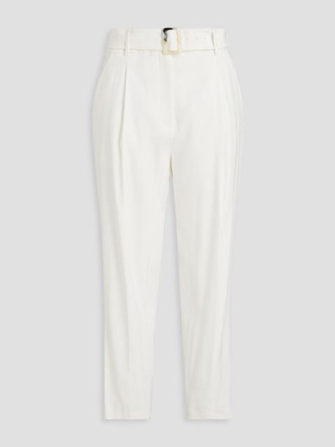 VERONICA BEARD Sofia cropped belted linen-blend tapered pants