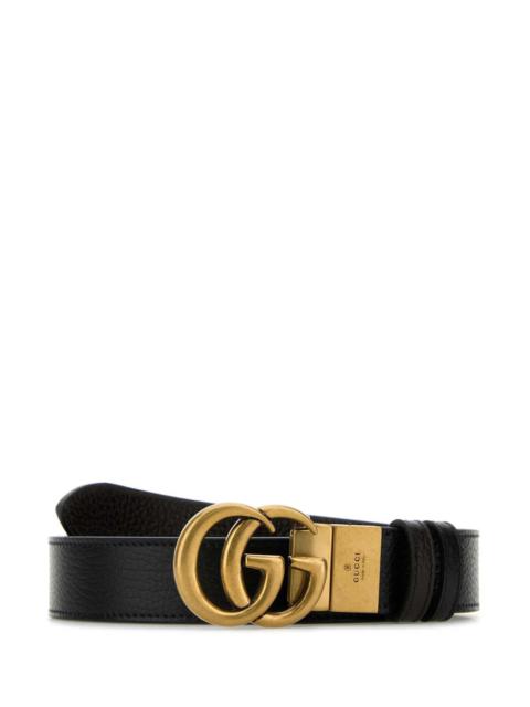 Gucci Men Black Leather Gg Marmont Reversible Belt