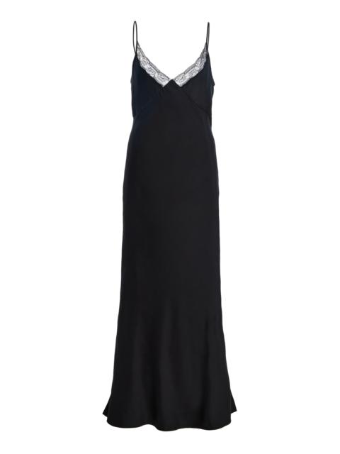 The Row Barina Silk Twill Maxi Dress black