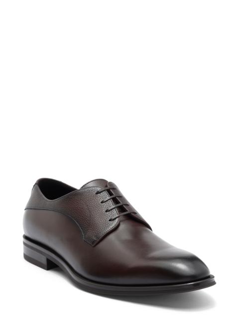 BOSS BOSS Derrek Mixed Finish Plain Toe Derby in Dark Brown at Nordstrom