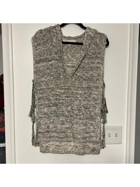 Other Designers Vintage Havana Chunky Knit Sleeveless Hooded Poncho Sweater