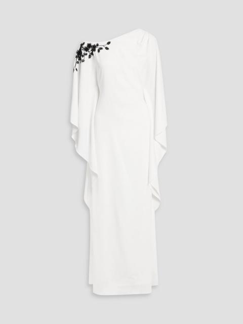 Other Designers One-shoulder embellished crepe gown