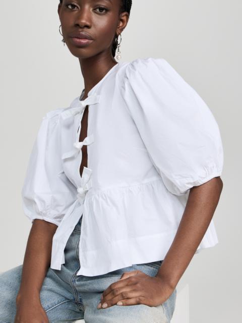 GANNI Cotton Poplin Peplum Blouse