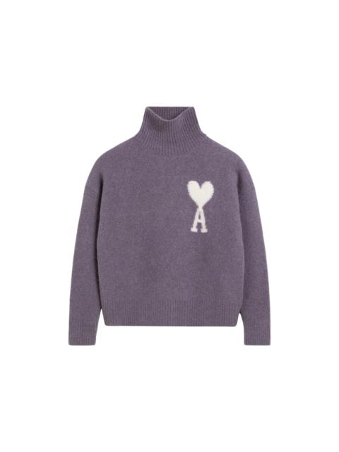 AMI Paris Ami Paris Ami De Coeur Funnel Neck Sweatshirt Lilac