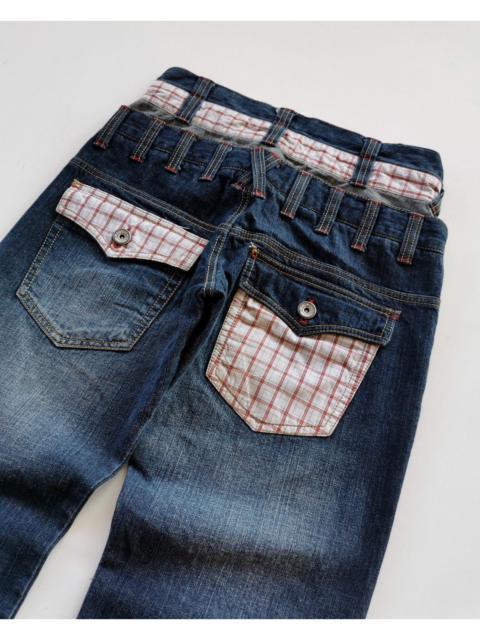 Other Designers Japanese Brand - Unbrand Plaid Double Waist Denim Jeans