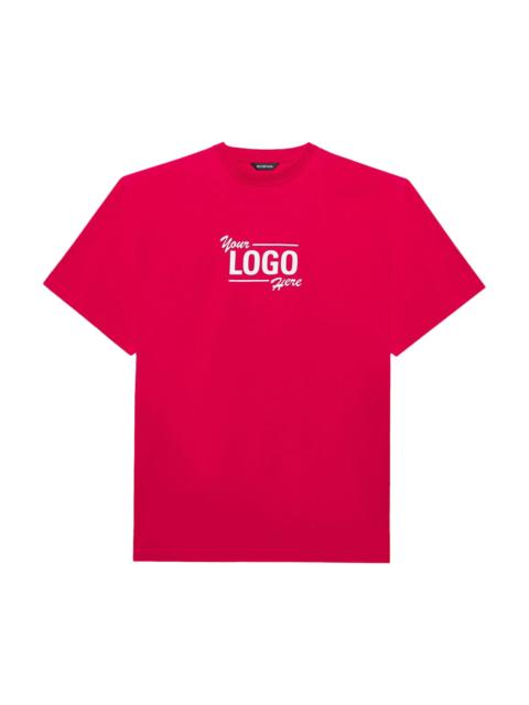 BALENCIAGA Balenciaga Logo Here Flatground T-Shirt 'Raspberry/White'