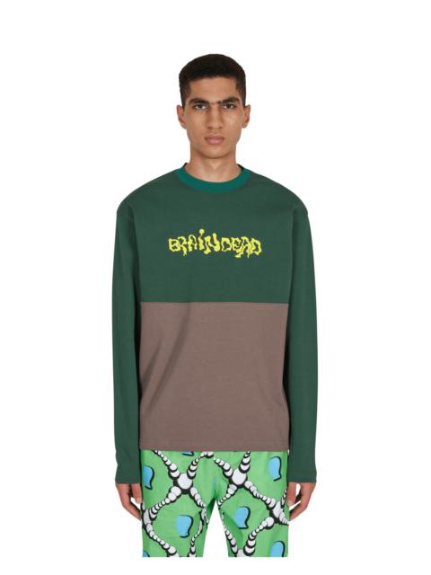 BRAIN DEAD Embroidered Football Longsleeve T-Shirt Green