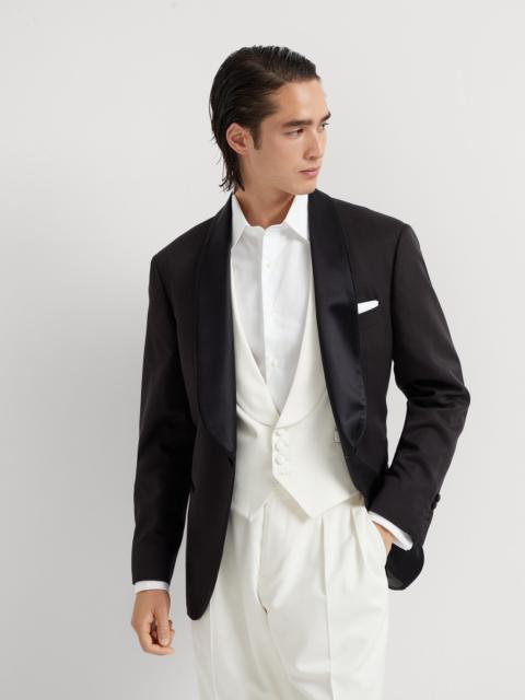 Brunello Cucinelli Délavé silk twill tuxedo jacket with shawl lapels and piping