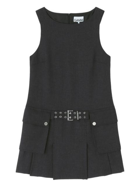 GANNI belted pocket mini dress