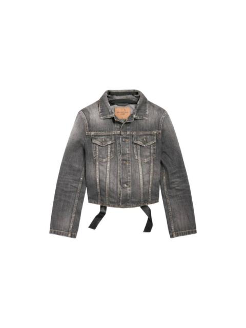 BALENCIAGA Balenciaga Stonewashed Cotton Lace-Up Denim Jacket