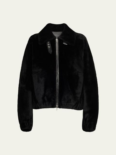 Helmut Lang Reversible Shearling Bomber Jacket