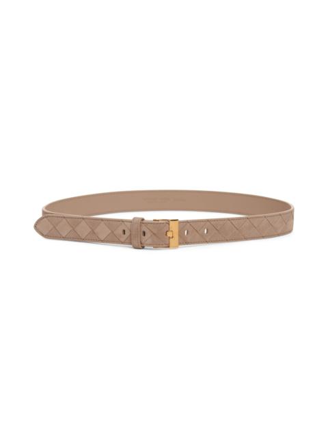 Bottega Veneta Bottega Veneta Mastice Buckle Intrecciato Suede Belt in 1550 Mastice-M Brass at Nordstrom