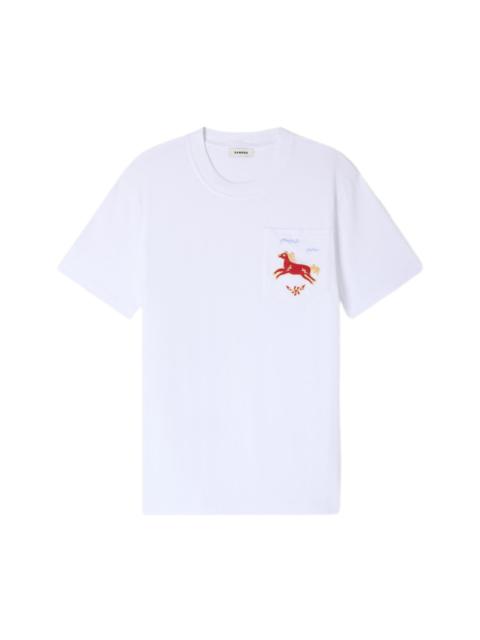 Sandro SANDRO Embroidered horse cotton T-shirt in White at Nordstrom