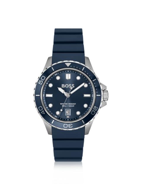 BOSS TROPER BLUE-DIAL WATCH WITH SILICONE STRAP