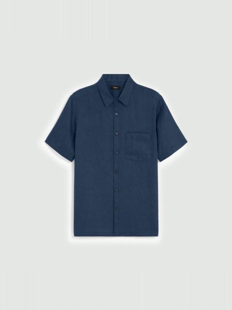 Theory Irving Short-Sleeve Shirt in Relaxed Linen
