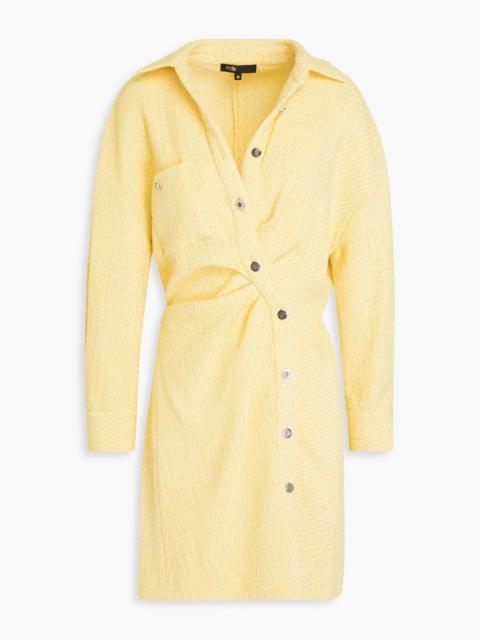 maje Metallic cotton-blend bouclé-tweed mini shirt dress