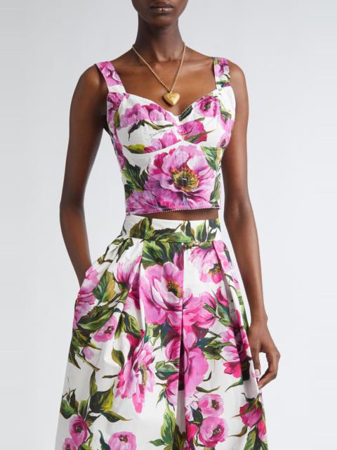 Dolce & Gabbana Dolce&Gabbana Peony Print Bustier Top in Ha5Kr Peonie Fuxia F.bco at Nordstrom