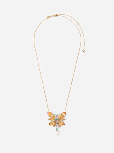 Dolce & Gabbana Butterfly Necklace 18-carat yellow gold and citrines