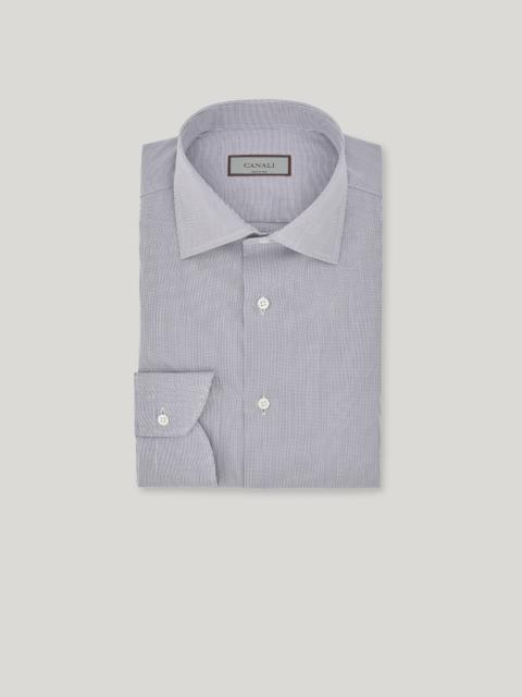 Canali IMPECCABILE BLUE AND WHITE COTTON MICRO-PLAID REGULAR-FIT SHIRT