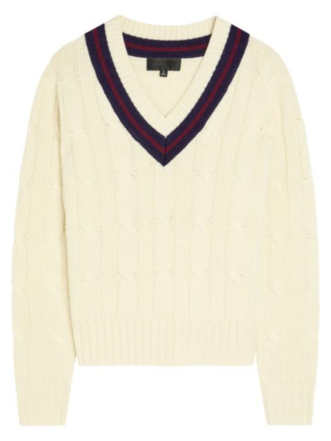 NILI LOTAN Nili Lotan Fabiana Cable-knit Striped Wool Jumper